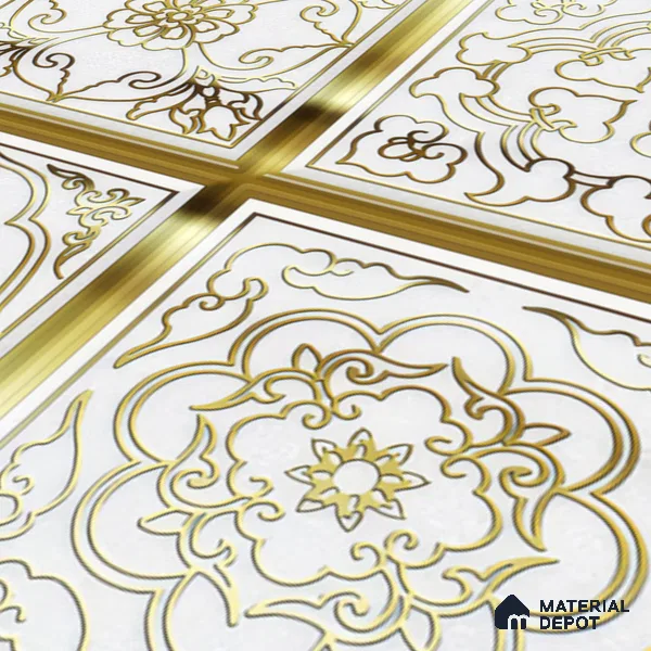 Metallic Wall Tile TL 07235 C Golden Ivory 1 ft x 1 ft Ceramic Matte Finish - 9 mm  | 2 mm Spacer is Mandatory | Suitable For Bathroom, Kitchen, Dining Area | Please Expect a Slight Variation of Pattern (Sample)
